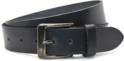 Timbelt leren riem navy blauw - 100% nerfleder - Heren riem / dames riem - jeansriem met zwarte gesp - Riemmaat 85 - totale lengte riem 100 cm - Nikkelvrije gesp