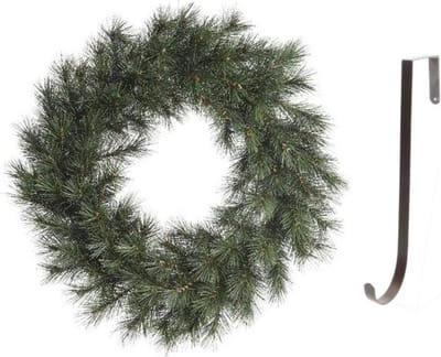 Groene kerstkrans 60 cm Malmo met ijzeren hanger - Kerst decoratie kransen van dennentakken