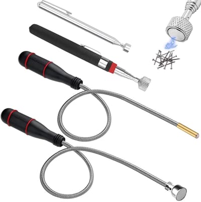 Telescopische Magnetische Stang Set van 4, Extra Sterk tot 15 kg, Flexibel en Verstelbaar voor het Oppakken van Kleine Onderdelen in de Werkplaats