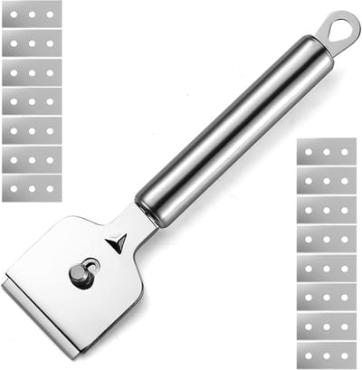 glaskeramische schraper met 15 reservemesjes, multifunctionele schraper, glasschraper voor vloerreiniging, oven, inductieplaten, ramen