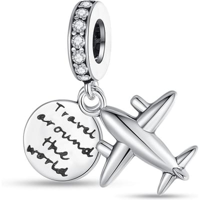Bedels Echt Origineel Echt Koper Verguld Reizen Vliegtuig Hanger Kralen Geschikt Voor Armband Diy Cadeau Artikel Vrouwen Delicaat Sieraden Accessoire wit