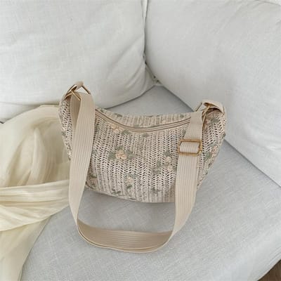 Sac à bandoulière tressé simple Nouveau petit sac à main frais d'été Sac à bandoulière simple Sac boulette grande capacité gray