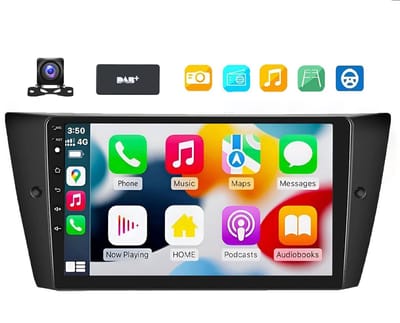 ESSGOO Autoradio met Draadloos Carplay en Android Auto - Geschikt voor BMW 3 serie E90 E91 E92 E93 2005 t/m 2013 - navigatie Android 15 - 4+64GB - 2005 2006 2007 2008 2009 2010 2011 2012 2013 - DAB+ Bluetooth Wifi USB FM RDS - Achteruitrijcamera