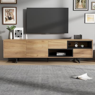 Lowboard - 173x38x48 cm - Voor 70 Inch TV - Veel Opbergruimte - Spaanplaat - Houtkleur