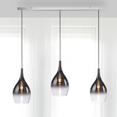 Paul Neuhaus Pilua hanglamp, rook, glas, 100 cm, 3-lamps.