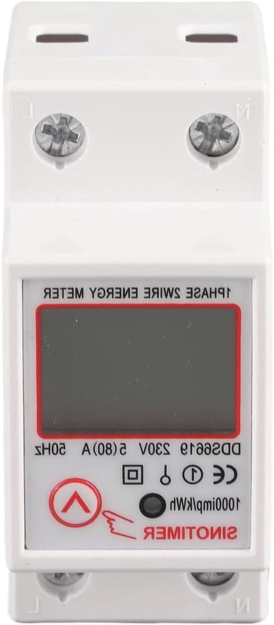 Energieteller Digitaal - Stroommeter KWH - Verbruik Meten - Tijdelijke Reset - 230V 80A - Grijs
