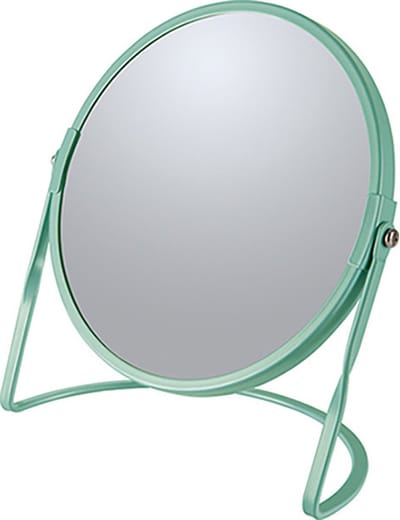 Make-up spiegel Cannes - 5x zoom - metaal - 18 x 20 cm - salie groen - dubbelzijdig