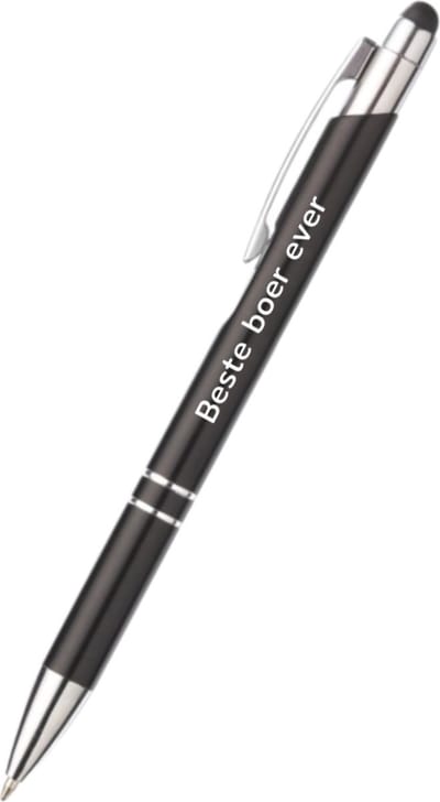 Akyol - beste boer ever pen - zwart - gegraveerd - Boer - collega - pen met tekst - leuke pennen - grappige pennen - werkpennen - stagiaire cadeau - cadeau - bedankje - afscheidscadeau collega - welkomst cadeau - met soft touch