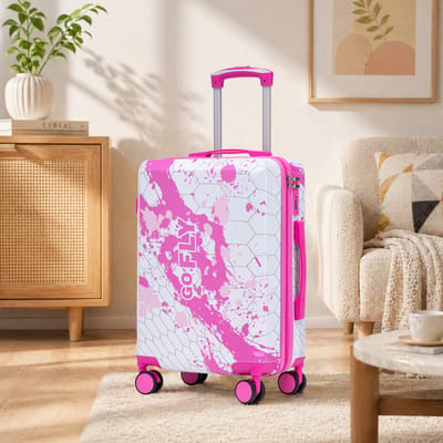 HAUSS SPOLE Reiskoffer – 20 Inch Handbagage – PC Harde Koffer – Roze – Met Cijferslot En 4 Dubbele Zwenkwielen – Kortere Reizen