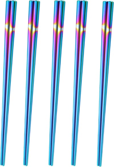 House of Husk Chopsticks Set - Koreaanse Eetstokjes - Vaatwasserbestendig - RVS - 5 Paar - Rainbow