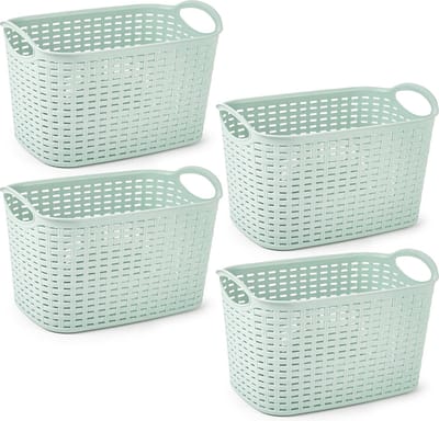 Plasticforte opbergmand/kastmandje - 4x - 19 liter - mintgroen - kunststof - 29 x 39 x 25 cm
