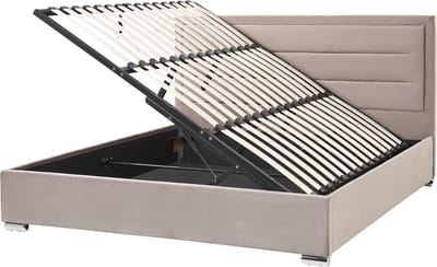 ROUEN - Bed met opbergruimte - Taupe - 180 x 200 cm - Fluweel