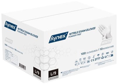 Hynex latex wegwerphandschoenen gepoederd maat L wit omdoos 1000stuks 5,0gram 10x100/box