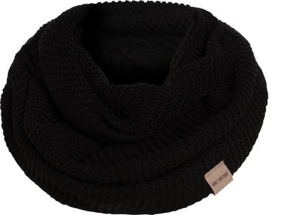 Knit Factory Jamie Gebreide Colsjaal - Ronde Sjaal - Nekwarmer - Wollen Sjaal - Zwarte colsjaal - Dames sjaal - Heren sjaal - Unisex - Zwart - One Size