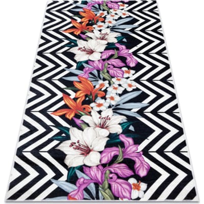Kleden Rugsx ANDRE 2300 tapijt wasbaar bloemen, zigzag antislip 80x150 cm