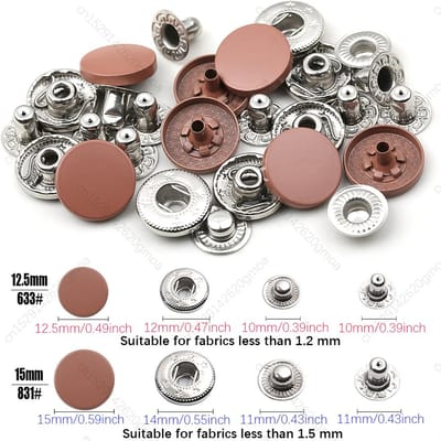 12.5/15Mm Metalen Knopen Lederen Drukknoop Ronde Zware Naaiaccessoires Kleurknop Voor Kleding Jassen Tassen Leerbewerking 12.5mm-20S donkerbruine kleur