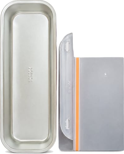 Broodtrommel van 304-roestvrij staal met één vak, transparant deksel en oranje rand, circa 720 ml