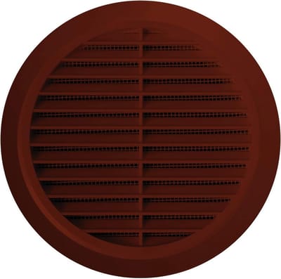 Ventilatierooster Rond - Afvoerlucht Rooster - Ventilatie Optimaliseren - Met Insectennet - 60 mm Diameter - Bruin