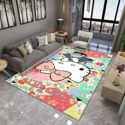 Sanrio Hello Kitty Kawaii Tapijt voor Woonkamer en Slaapkamer bedzijde sofa Vloerkleed Roze Kamerdecoratie Cadeau voor liefhebber 120*160cm