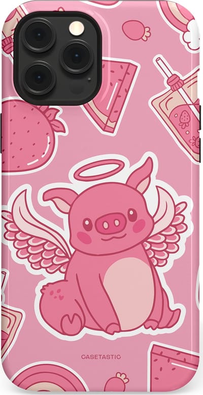 Casetastic Hoesje Geschikt voor Apple iPhone 12 Pro Max Magsafe - Stijlvolle Beschermende Duo-layer Case - Varken vleugels
