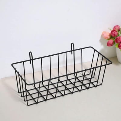 roostermand, wandorganizer, ijzeren mand, ophangmand, manden voor plank, hangende opbergmanden voor bloempotten, rek, balkon, plantenopslag en boekenrek/badkameropslag (zwart)