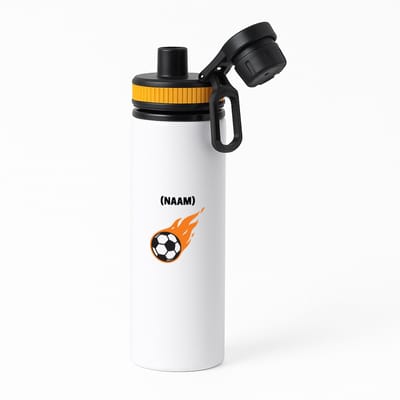 Hacebo® - Voetbal met eigen naam waterfles met draaidop oranje - Voetbal - Voetballer - Sport - water fles - 850ML