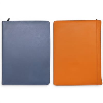 Safekeepers Luxe Leren Schrijfmap A4 Set – 2-Pack – Oranje & Blauw