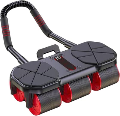 Buikspierrol - Fitnesswiel - Core training - Automatische terugslag - 36 x 42 x 22 cm - Rood en zwart
