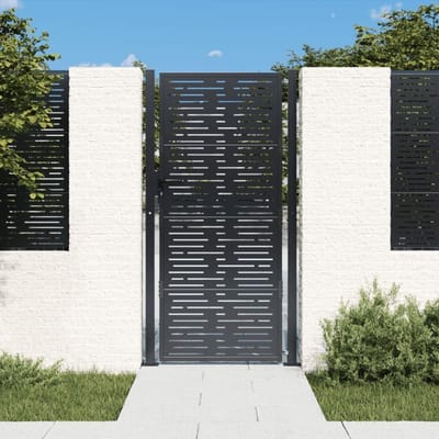 Tuinpoort Staal - Buitenhek Draaipoort - Toegang Hekwerk - Vierkant Ontwerp Lasergesneden - 105x205 cm - Antraciet