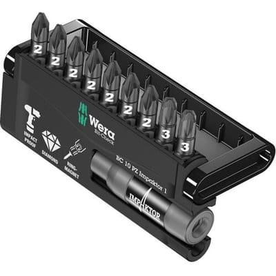 Wera 8755-9 IDC Impaktor 05057684001 Bitset 10-delig Kruiskop Pozidriv Impactor technologie