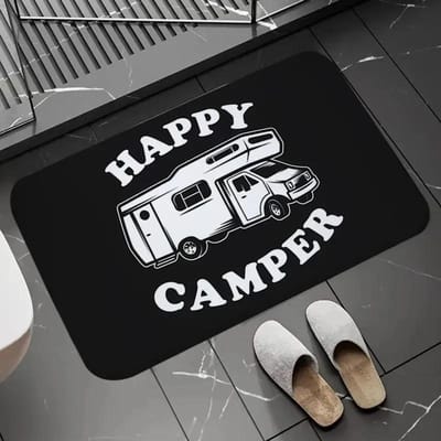 Happy Campers Welkomstmat Vloerdecoratie Tapijt Antislip Makkelijk Schoon te Maken Vloerkleed Woonkamer Thuiswerkplek Wasbare Deurmatten 40x60cm