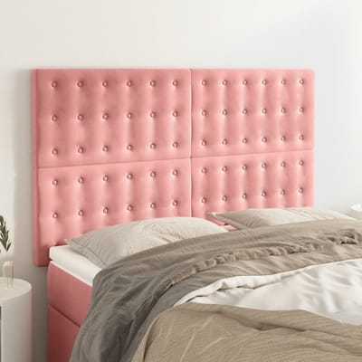 vidaXL - Hoofdbord - roze - 144x5x118/128 - cm - fluweel