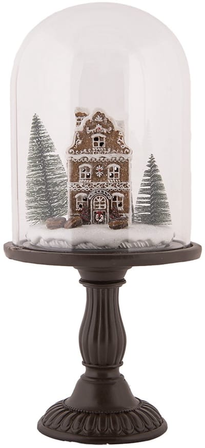 Clayre & Eef Kerstdecoratie met LED-verlichting Ø 17x36 cm Bruin Kunststof Gingerbread house