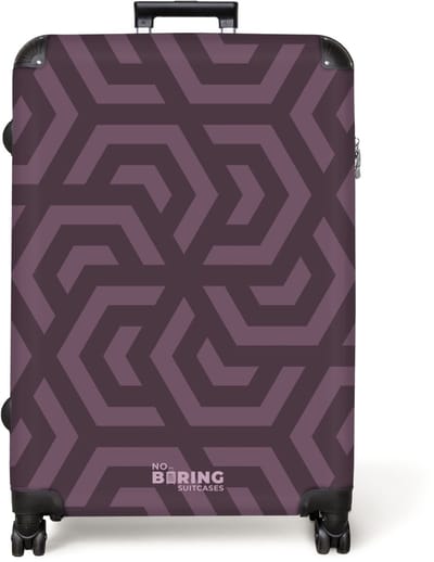 NoBoringSuitcases.com® - Koffer groot - Reiskoffer lichtgewicht - Herhalend geometrisch patroon in paarstinten - Rolkoffer met 4 wielen - Grote trolley XL - 98 liter bagage