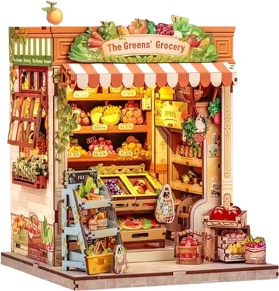 CuteBee Miniatuurhuisje - Modelbouw - Modelbouwpakket - 3D Houten Puzzel - DIY Bouwpakket Volwassenen - Constructiespeelgoed - The Green Grocery