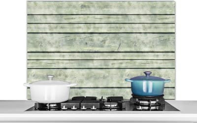 Spatscherm keuken 100x65 cm - Kookplaat achterwand Vintage - Hout - Patronen - Plank - Muurbeschermer - Spatwand fornuis - Hoogwaardig aluminium