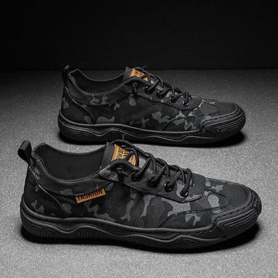 Zomerschoenen Heren Mode Ademend Camouflage Casual Schoenen Heren Sneakers Flats Outdoor Wandelen Anti-Slip Loafers Schoenen 39 black