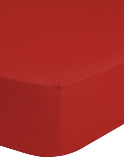 Hoeslaken katoen strijkvrij rood 90x220