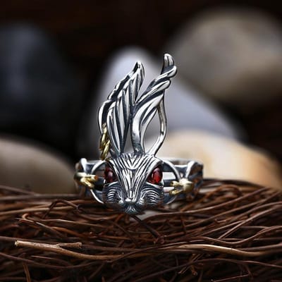 Bague en argent sterling S925 lapin femme Tyagin Seiko rétro personnalité ouverture réglable accessoires de niche gray