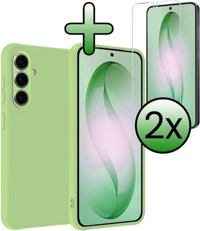 Hoesje Met 2x Screenprotector - Geschikt voor Samsung Galaxy S26 - Sterk & Shockproof - Back Cover - Siliconen Case - Telefoon Hoes - Groen