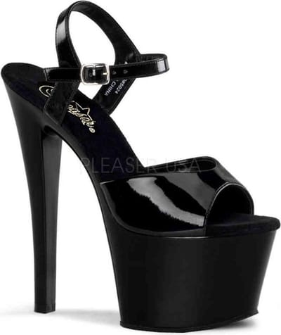 Pleaser - SKY-309 Sandaal met enkelband, Paaldans schoenen - Paaldans schoenen - 35 Shoes - Zwart