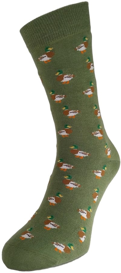 Bonnie Doon Ducks Socks met Ingebreide Eenden Khaki Groen Vrolijke Dames Sokken maat 36/42 - Gladde Teennaad - Katoen - Word Je Happy van - Cadeau sok - Voorgewassen Katoen - OEKO-TEX gecerificeerd - Khaki Groen - Laurel Wreath Green - BT991141.498