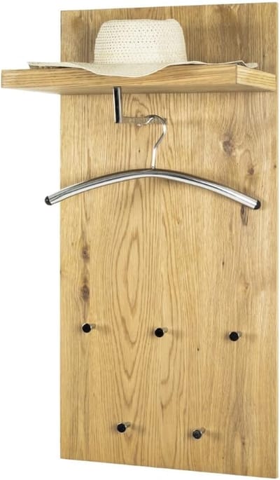 Goodivery ® Moderne Wandkapstok met Chroom en Eiken Details, MDF en Metaal
