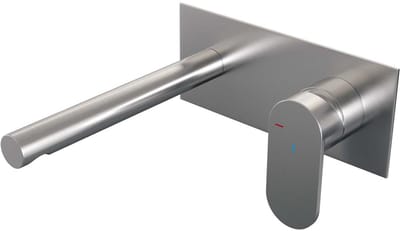 Brauer Brushed Edition Inbouw Wastafelmengkraan met Rechte Uitloop en Afdekplaat Model C1 RVS Geborsteld PVD