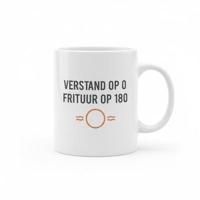 Verstand Op 0, Frituur Op 180° – Grappige Nederlandse Quote Koffiemok 330 ml