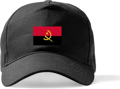 Zwarte Pet Beechfield met Wereldvlaggen, land Angola klittenbandsluiting
