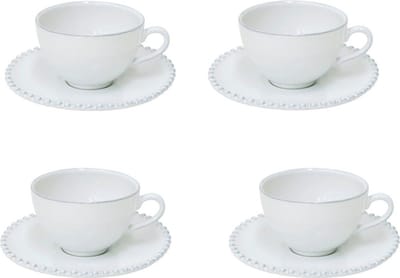 Costa Nova theekop & schotel Pearl wit 0,25 Ltr set van 4