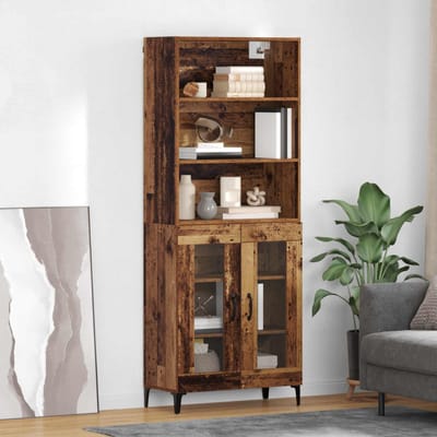 vidaXL - Highboard - Oud - Hout - 69,5 - x - 34 - x - 180 - cm - Bewerkt - hout