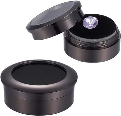 Ronde Diamant Display Doos voor Sieraden - 1.3/1.6'' Opbergdoos voor Edelstenen, Oorbellen en Kettingen met Venster en Spons - Perfect voor Kerstmis, Zwart