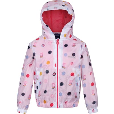 Regatta Kinder/Kinderen Peppa Pig Polka Dot Waterdichte Jas met Kap (Lichtroze)